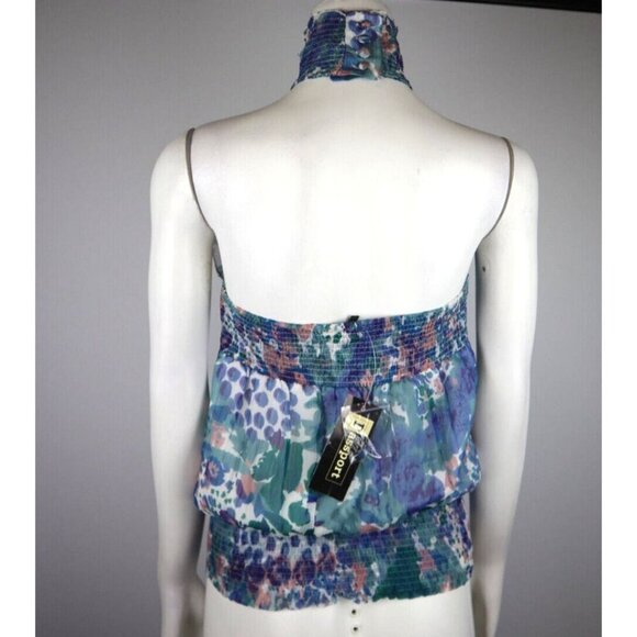 PASSPORT - WOMEN'S FLORAL PRINT HIGH NECK HALTER TANK TOP - SIZE S - NWT - Picture 5 of 7